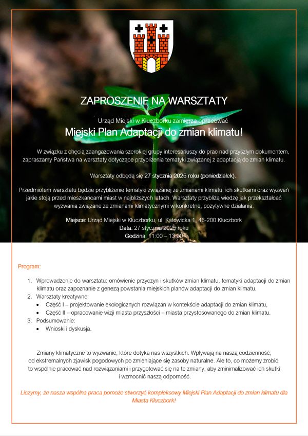 Miejski Plan Adaptacji do zmian klimatu - warsztaty