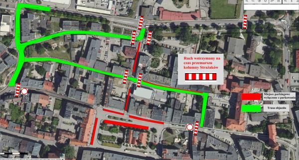 ZMIANA ORGANIZACJI RUCHU W DNIACH 23-24.05.2025 R. W ZWIĄZKU Z POWIATOWYMI OBCHODAMI DNIA STRAŻAKA NA KLUCZBORSKIM RYNKU