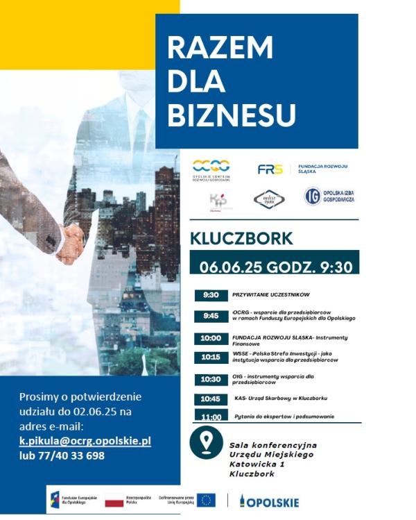 Zaproszenie na spotkanie „RAZEM DLA BIZNESU” – Kluczbork, 6 czerwca 2025 r.