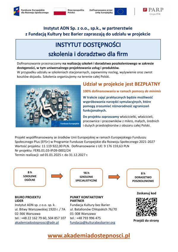 Instytut Dostępności – bezpłatne szkolenia i doradztwo dla przedsiębiorców