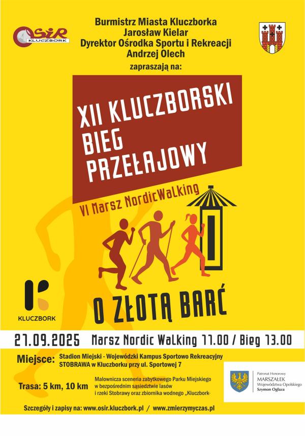 XII Kluczborski Bieg Przełajowy „O Złotą Barć” i VI Marsz Nordic Walking – 21 września 2025 (niedziela)