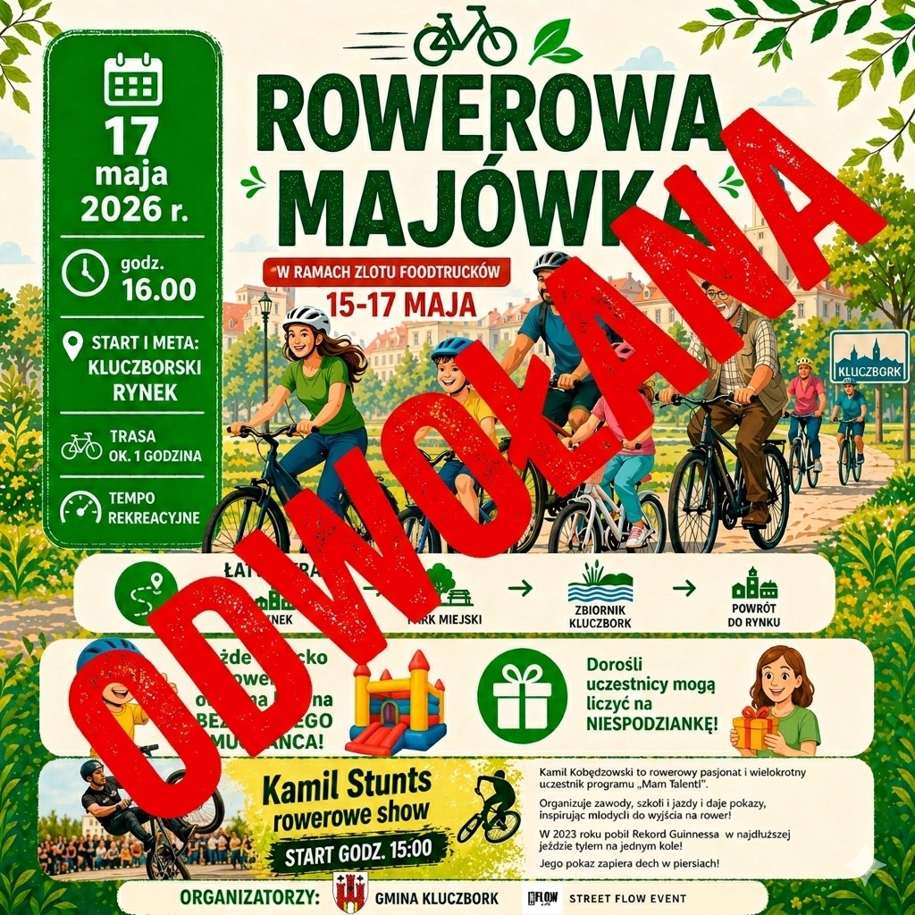 Rowerowa Majówka 2026 już 17 maja w Kluczborku! UWAGA ODWOŁANA