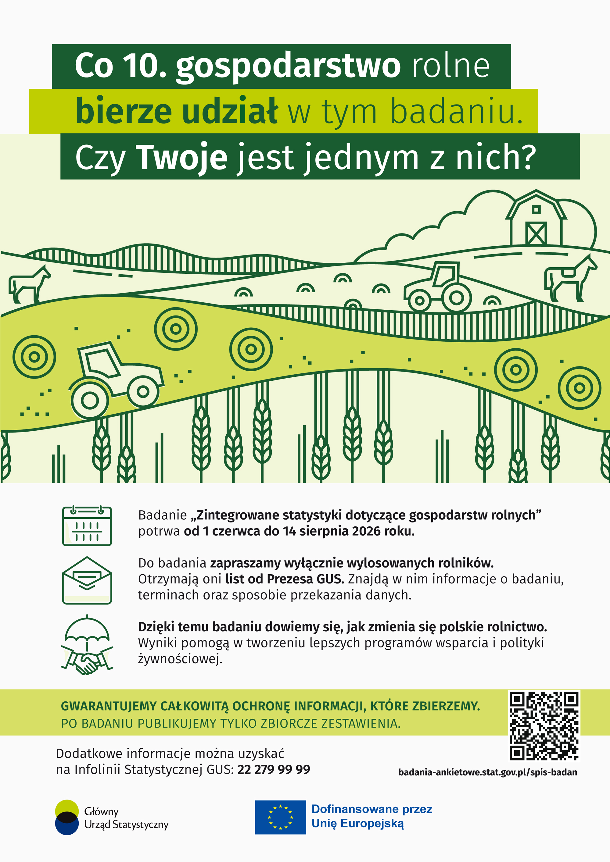 GUS informuje o badaniu statystycznym „Zintegrowane statystyki dotyczące gospodarstw rolnych"